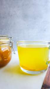 A clear cup of lemon ginger tea