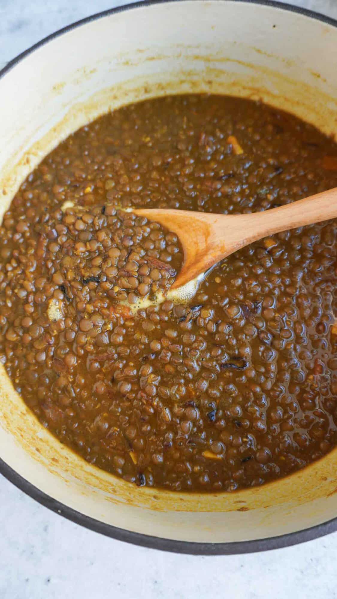 boiled kali masoor daal