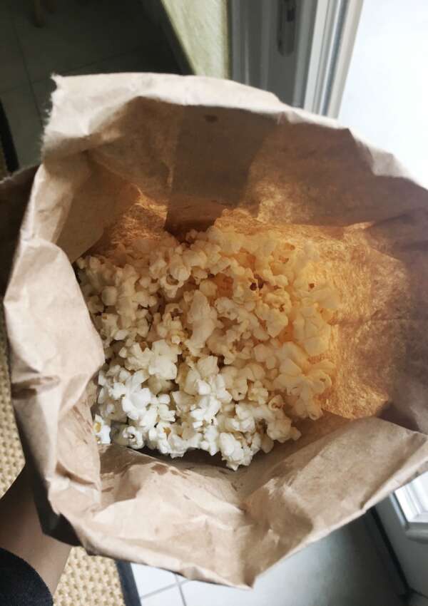 popcorn in brown bag