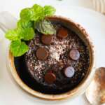 close up shot of gluten free chocolate mug cake