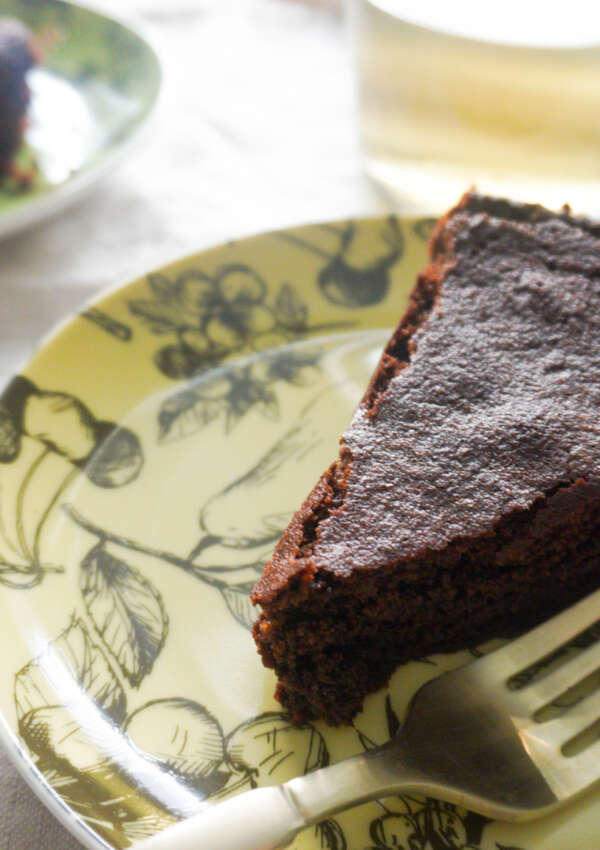 paleo chocolate brownie cake on plate