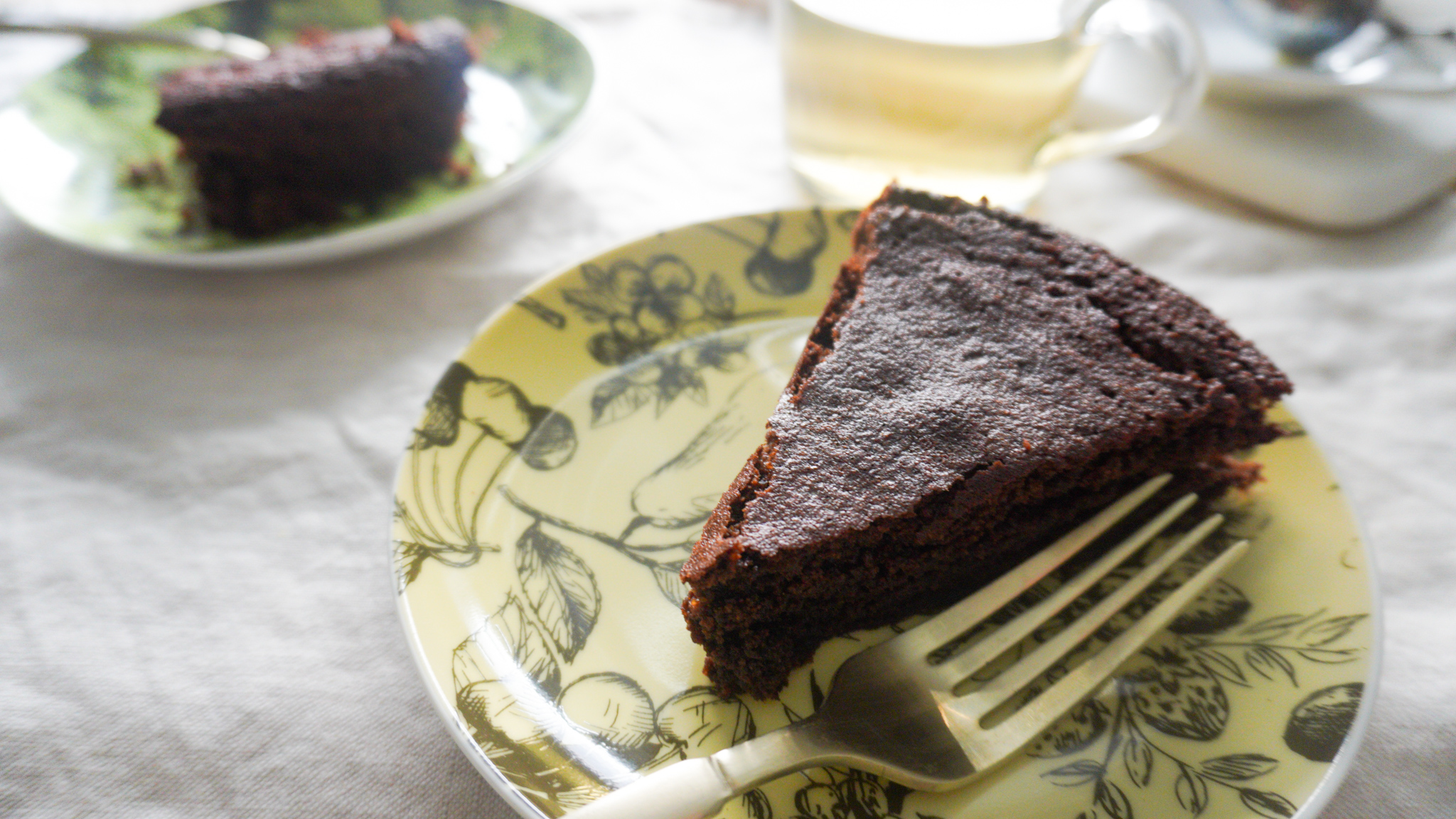 paleo chocolate brownie cake on plate