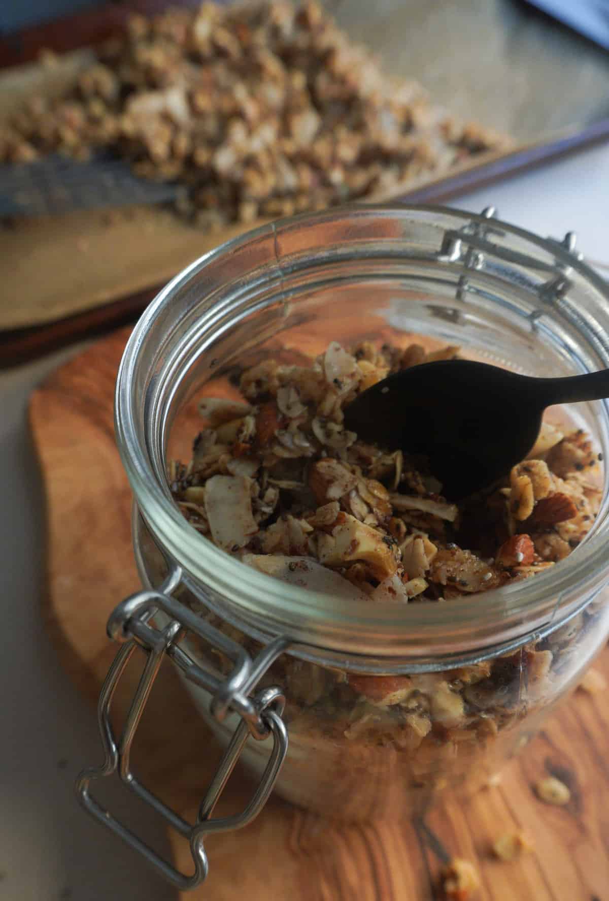 homemade granola in a jar