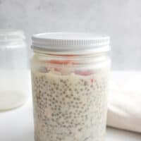 Chia oat cereal meal prepped in jar