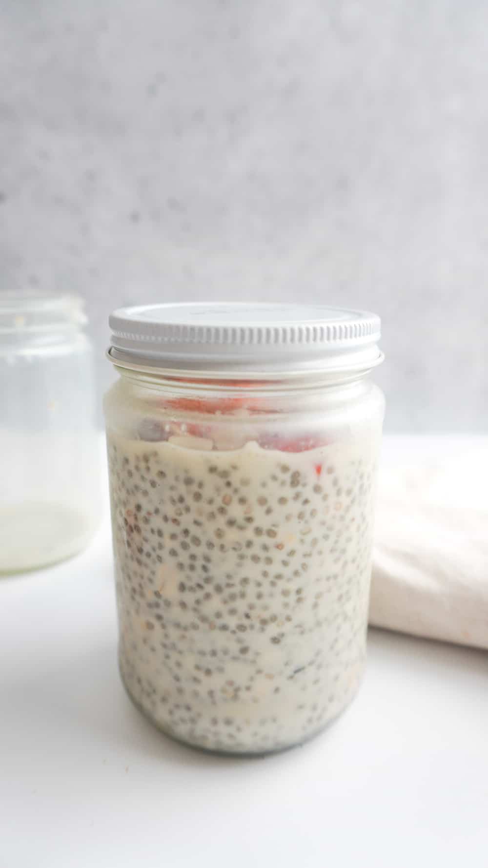 Chia oat cereal meal prepped in jar