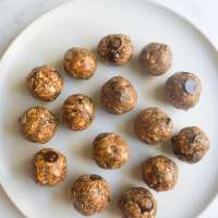 chocolate chip granola bites in serving platter