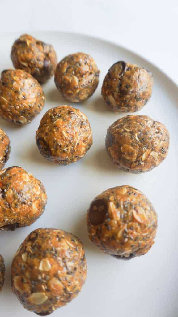 Chocolate Chip Granola Bites in platter