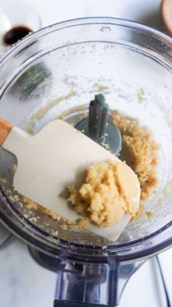 Cashew butter processed in food processor