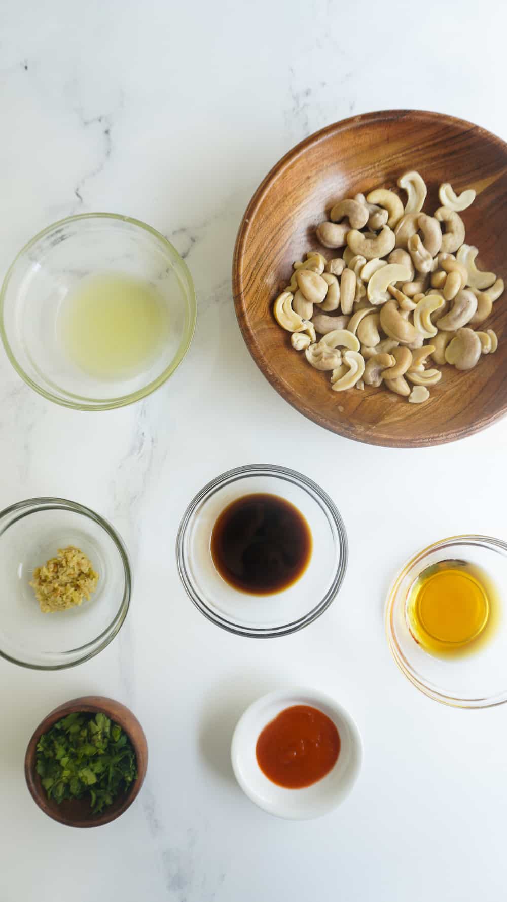 Ingredients for spicy cashew butter dressing