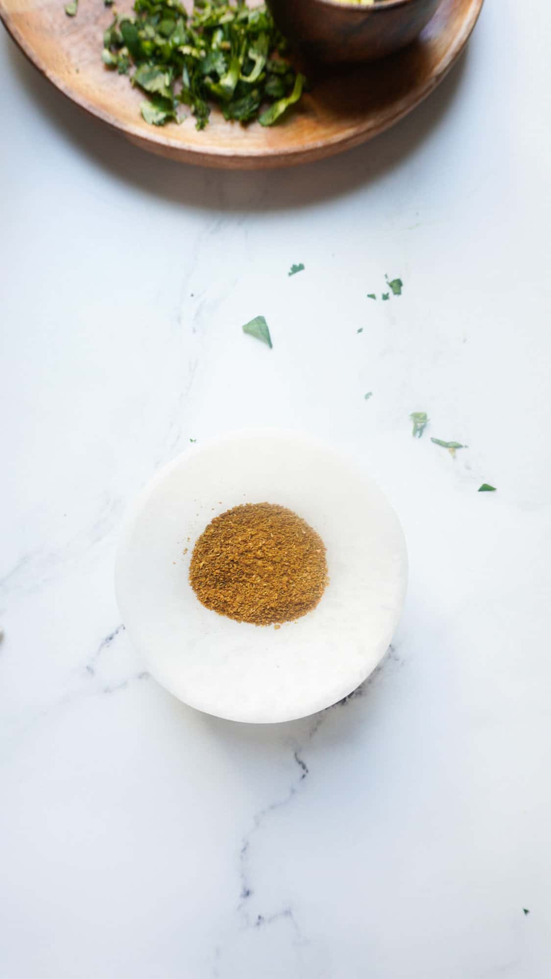 A pinch bowl with roasted cumin-coriander masala