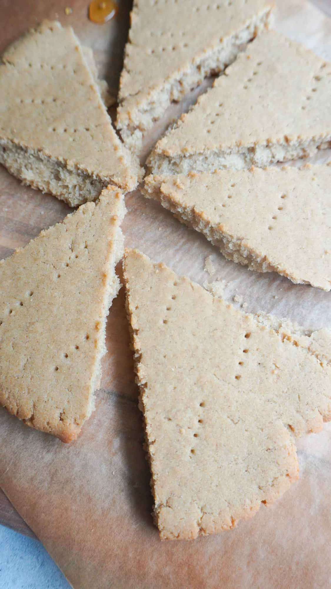 pieces of plain barley bread on parchment paper