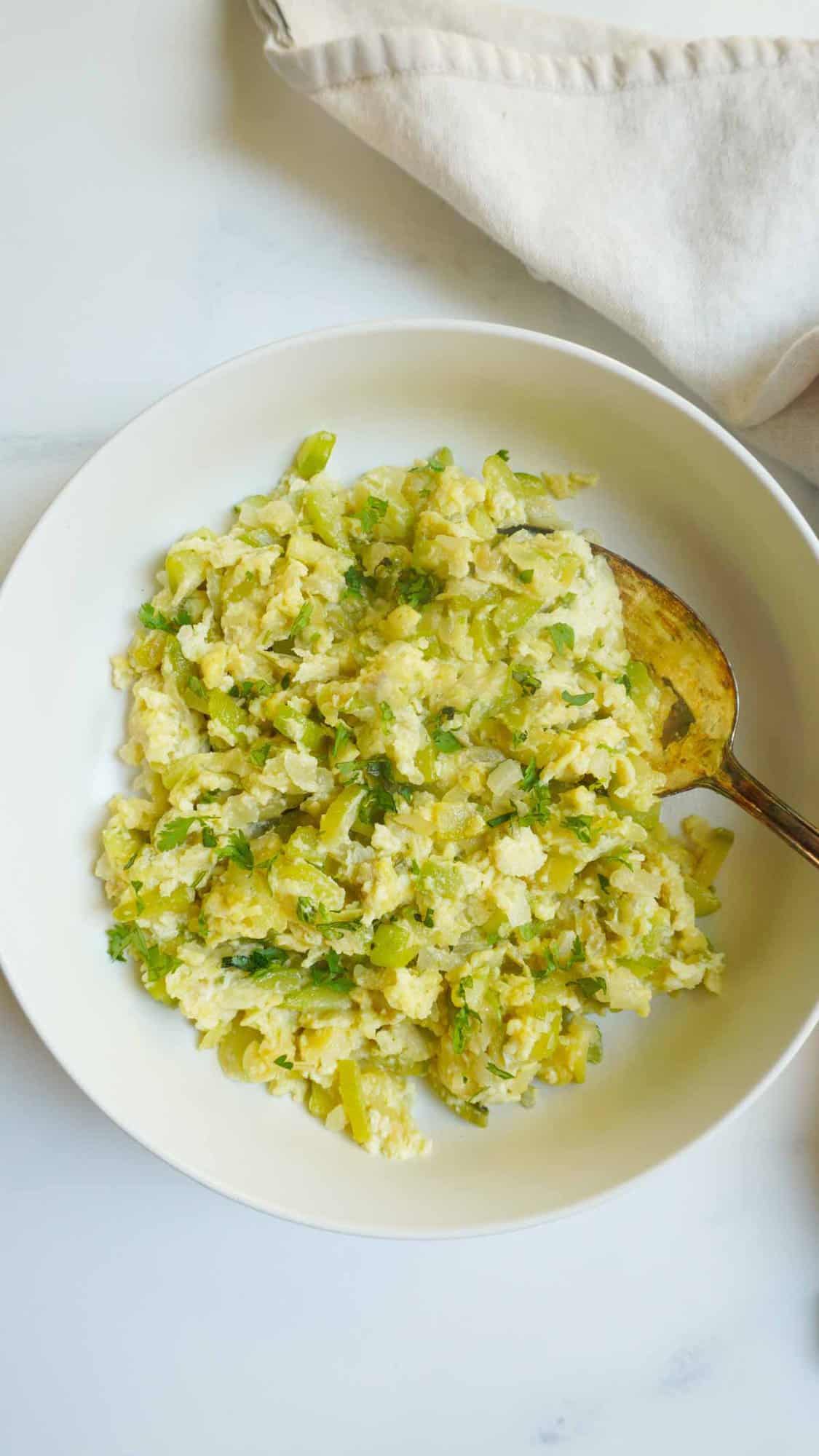 flat lay image of pakistani zucchini (courgette) curry