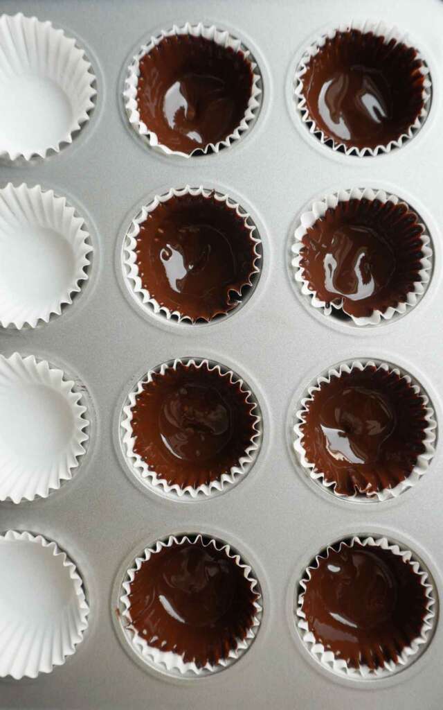 melted chocolate in muffin liners