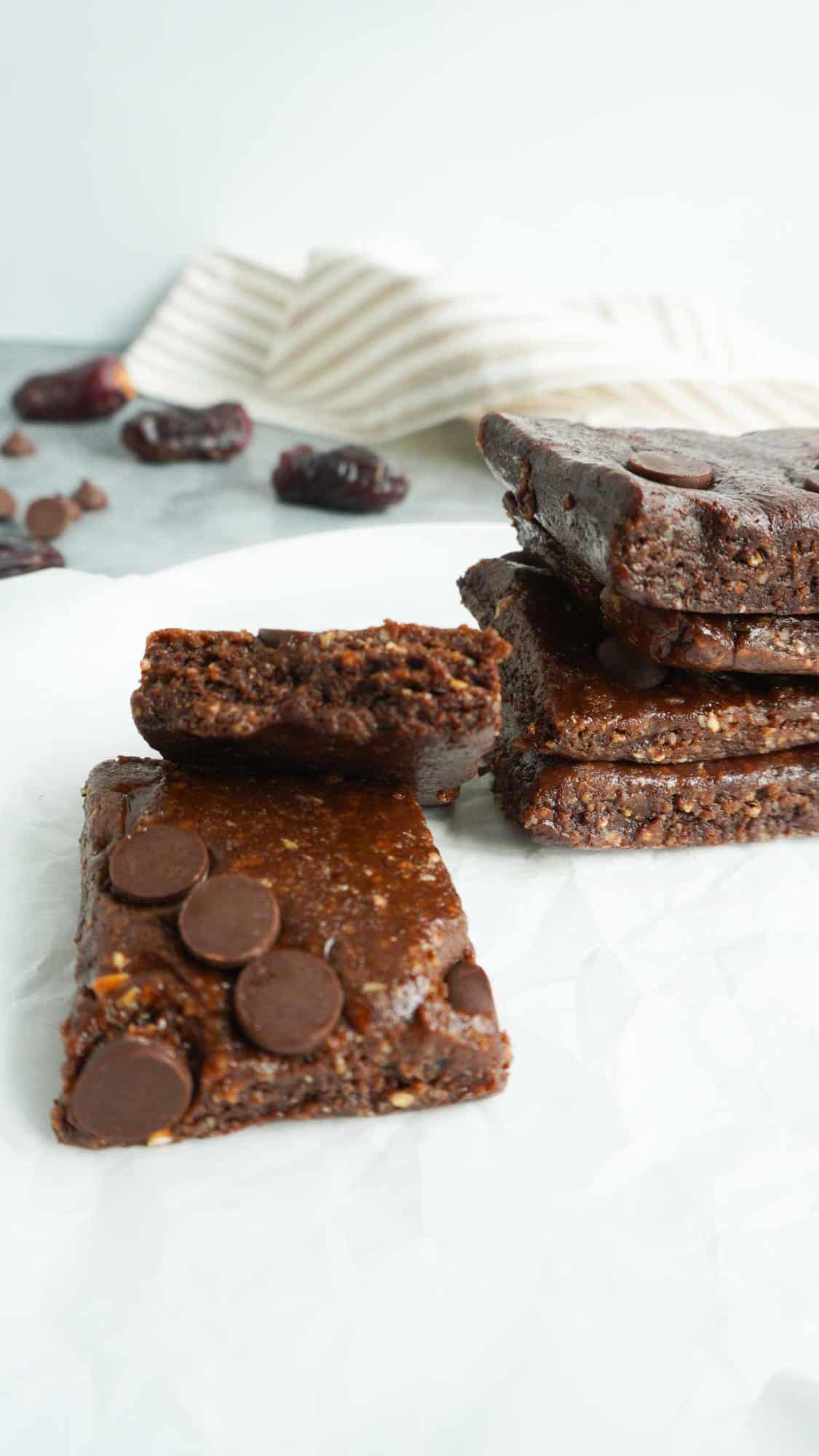 Close up of stacked date bars