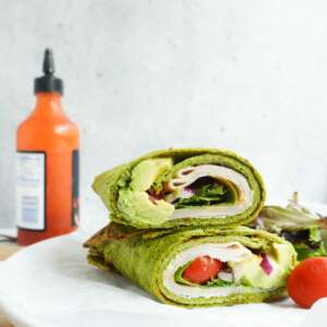 Stacked spinach flatbread wraps