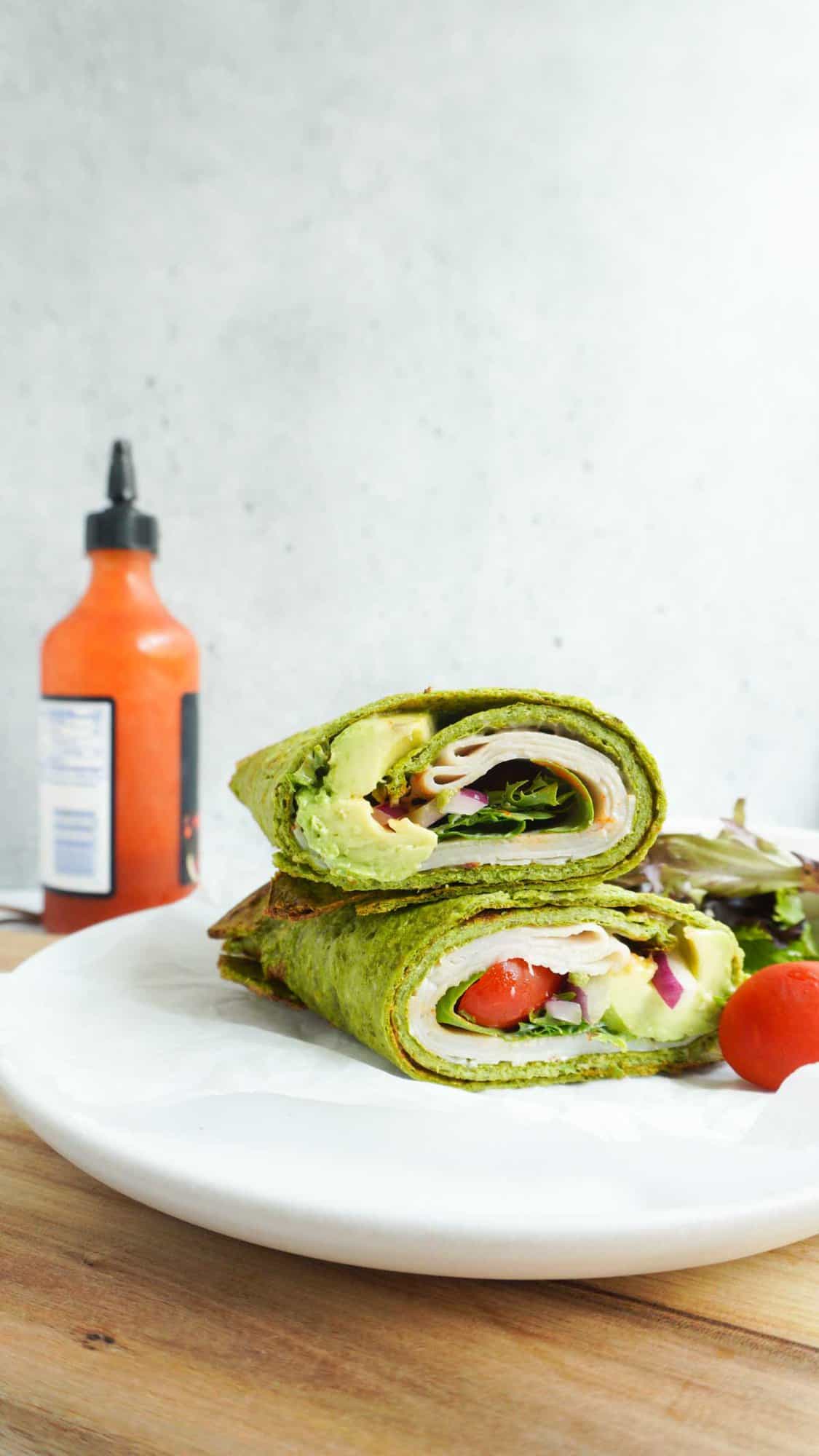 Stacked spinach flatbread wraps