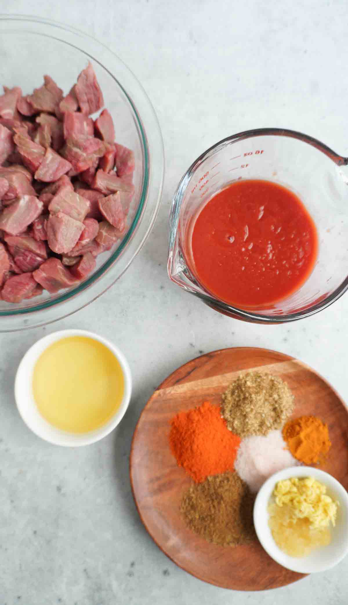 Ingredients for beef khao suey