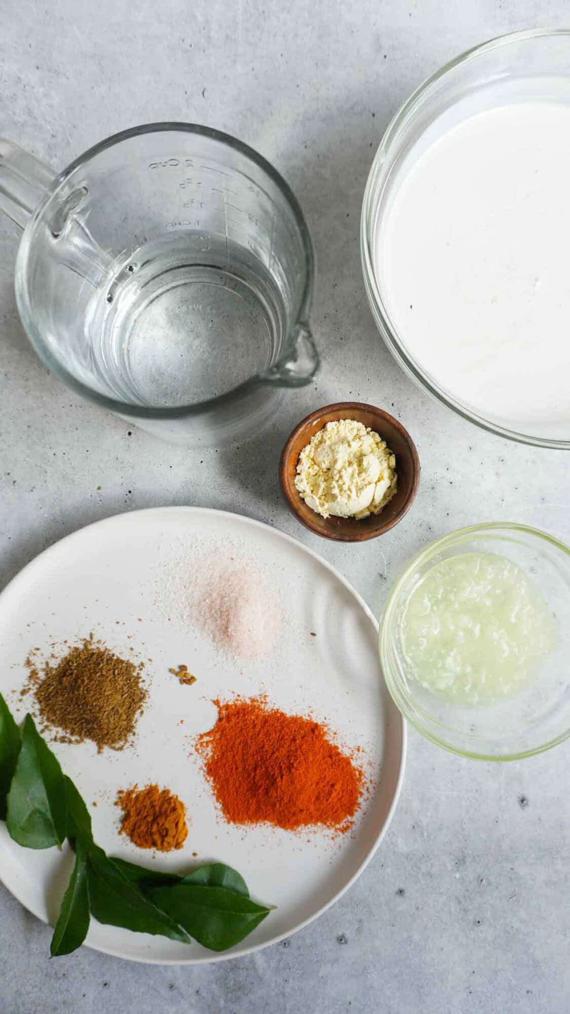 Ingredients for the coconut curry for khao suey
