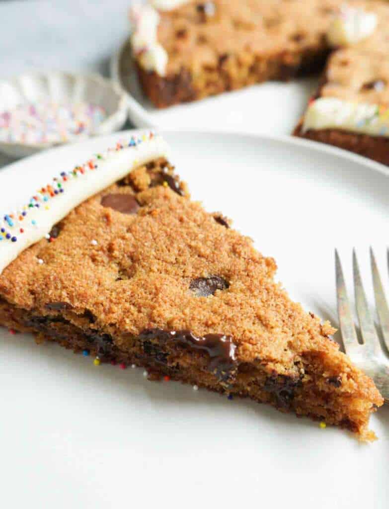 A slice of cookie cake
